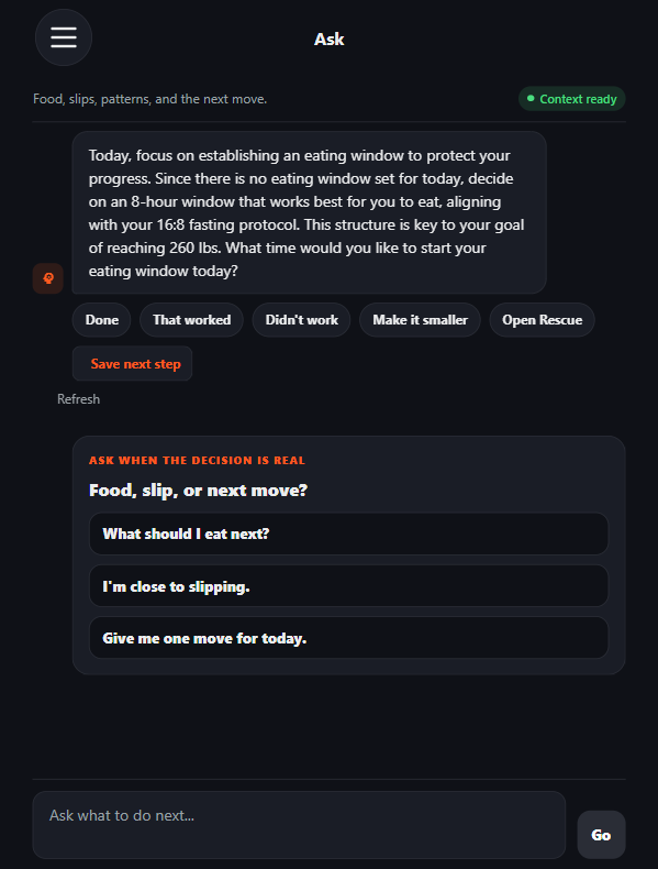 BuildMode Ask screen