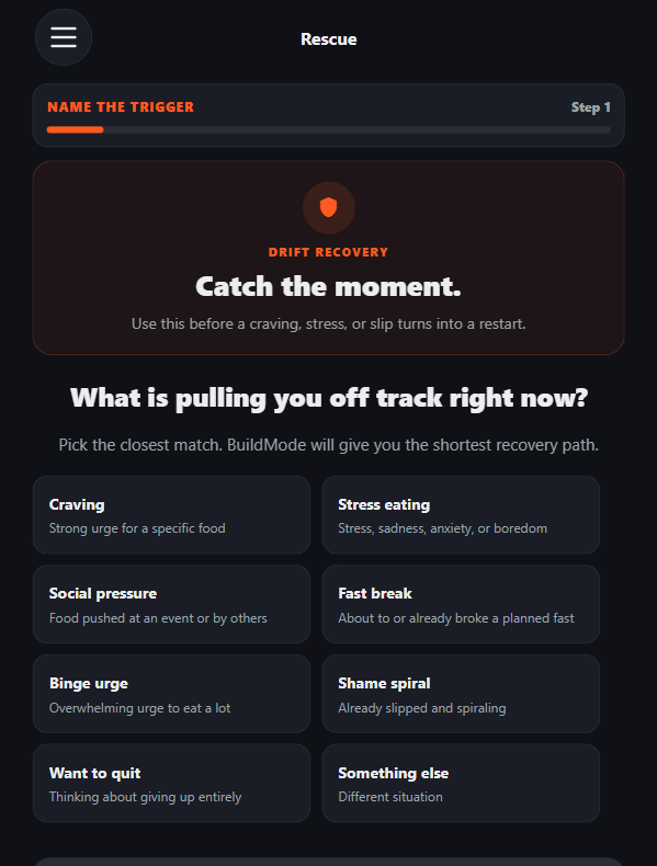 BuildMode Rescue screen